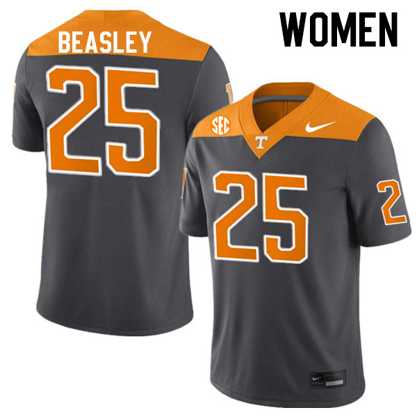 Women #25 Kaleb Beasley Tennessee Volunteers College Football Jerseys Stitched-Anthracite